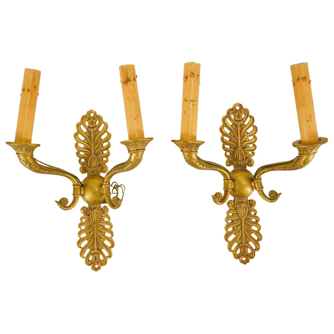 Pair of Antique French Bronze Sconces (1 of 6)