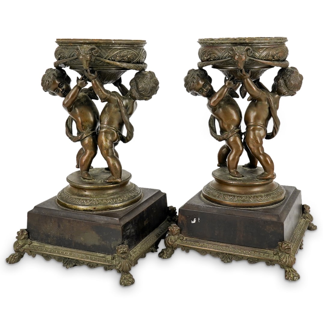 Pair Of French Mixed Metal Putto Pedestals (1 of 10)