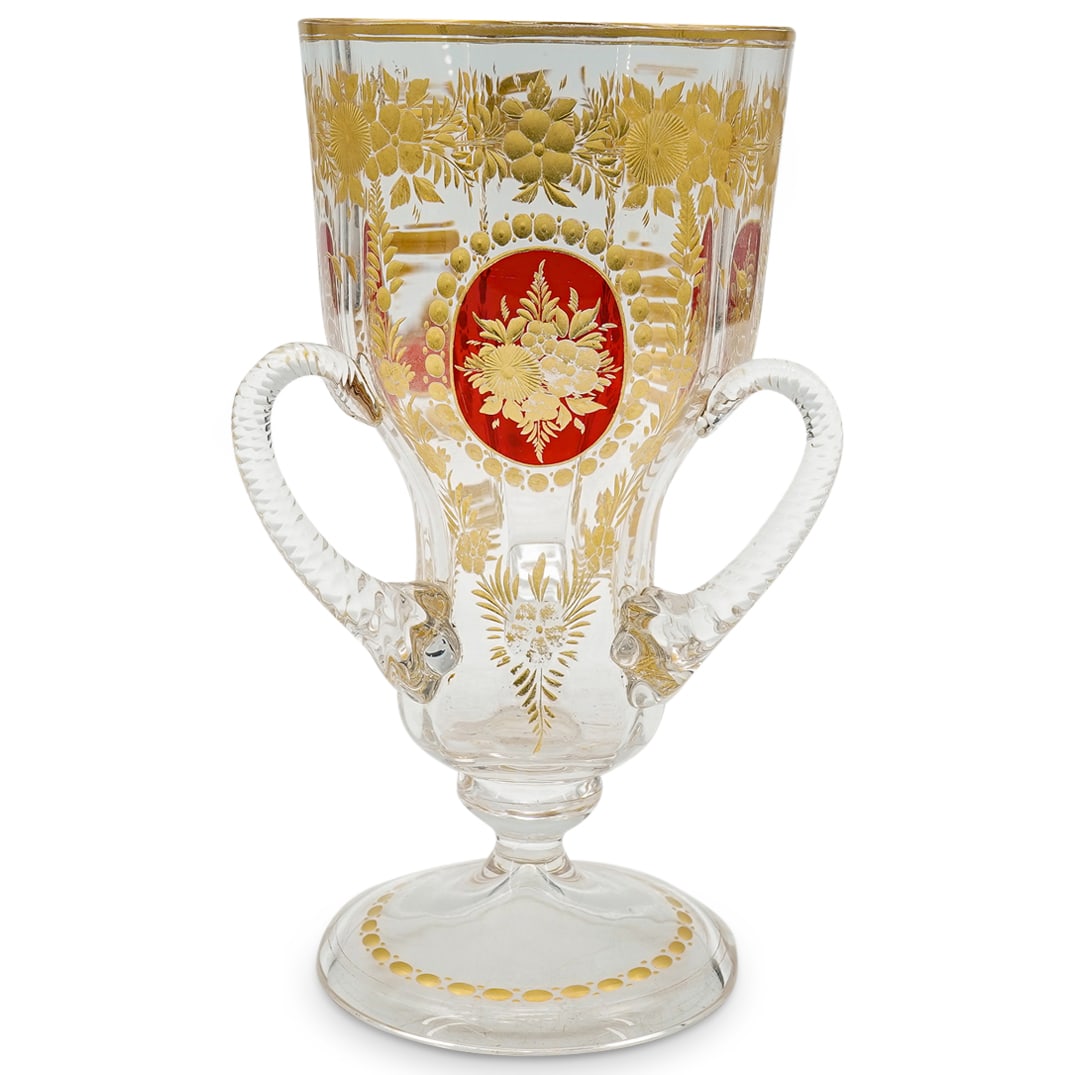 Antique Bohemian Glass Three Handled Goblet (1 of 6)