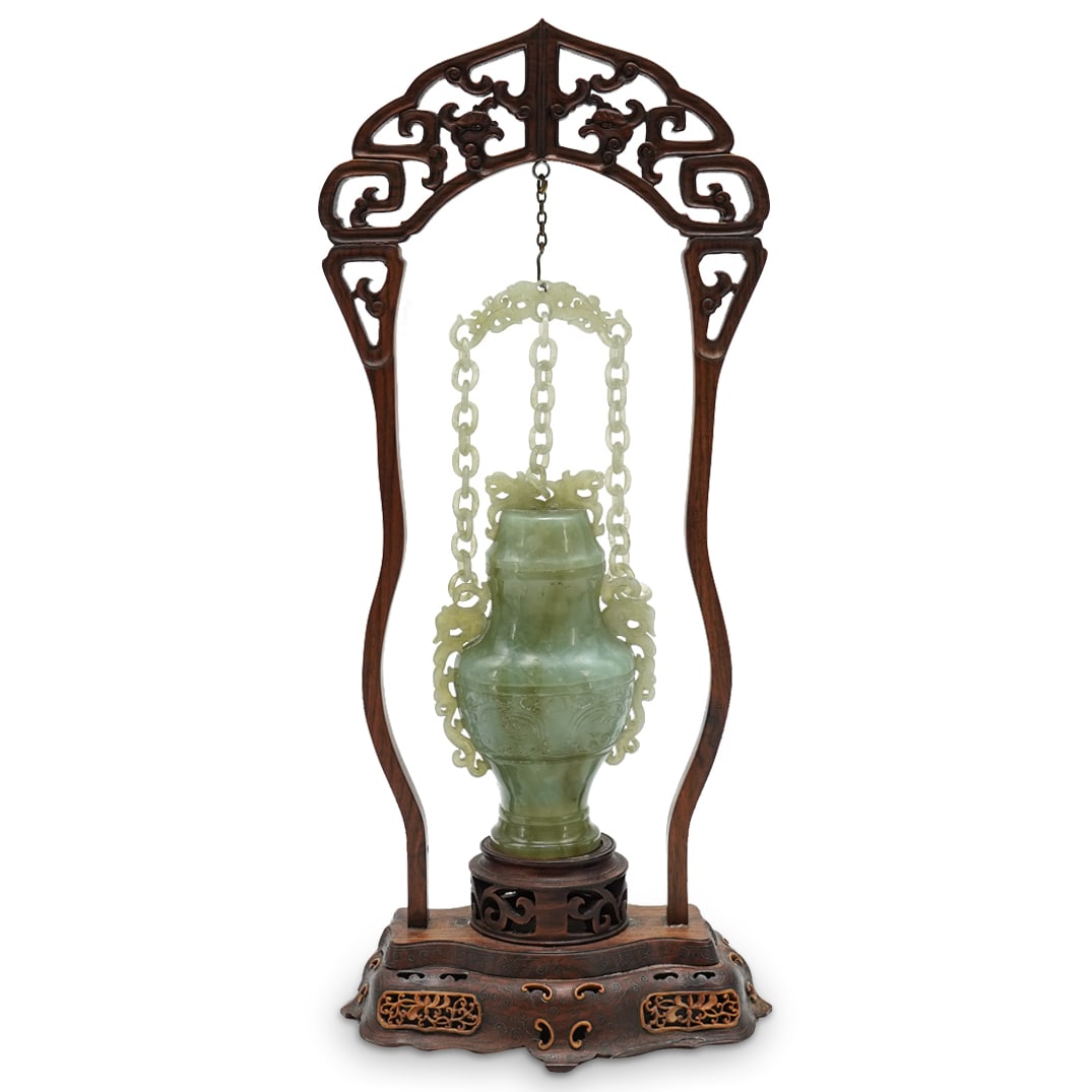 19th Cent. Chinese Green Jade Hanging Urn (1 of 11)