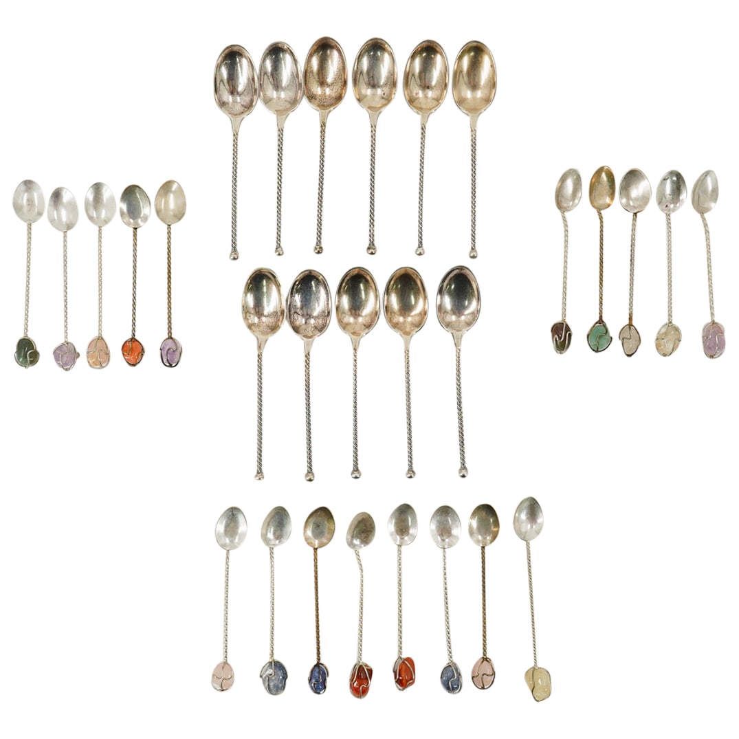 (29 Pc) Sterling Silver And Gemstone Accented Demitasse Spoons (1 of 20)