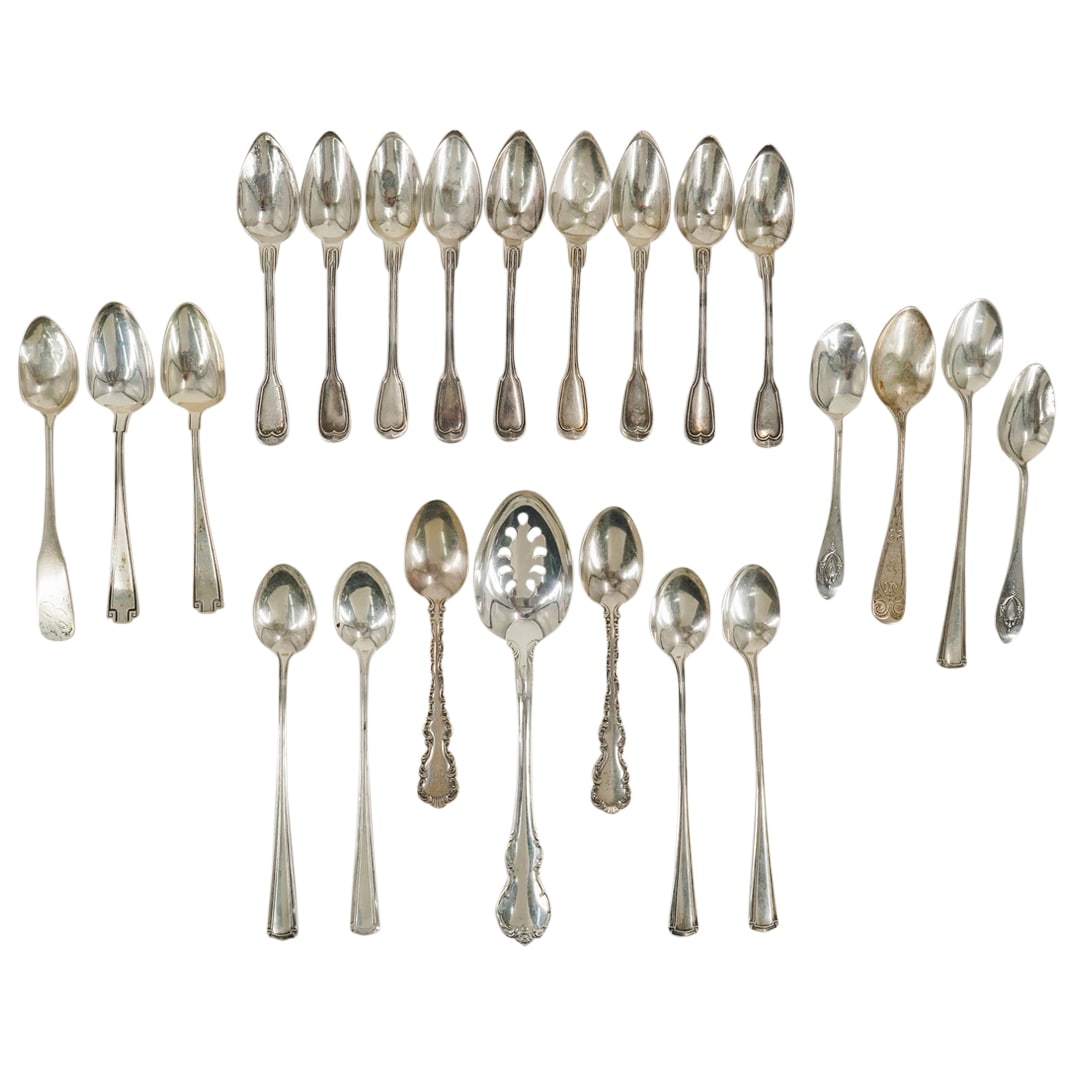 (23 Pc) American Sterling Silver Spoons & French 950 Silver Spoons (1 of 9)