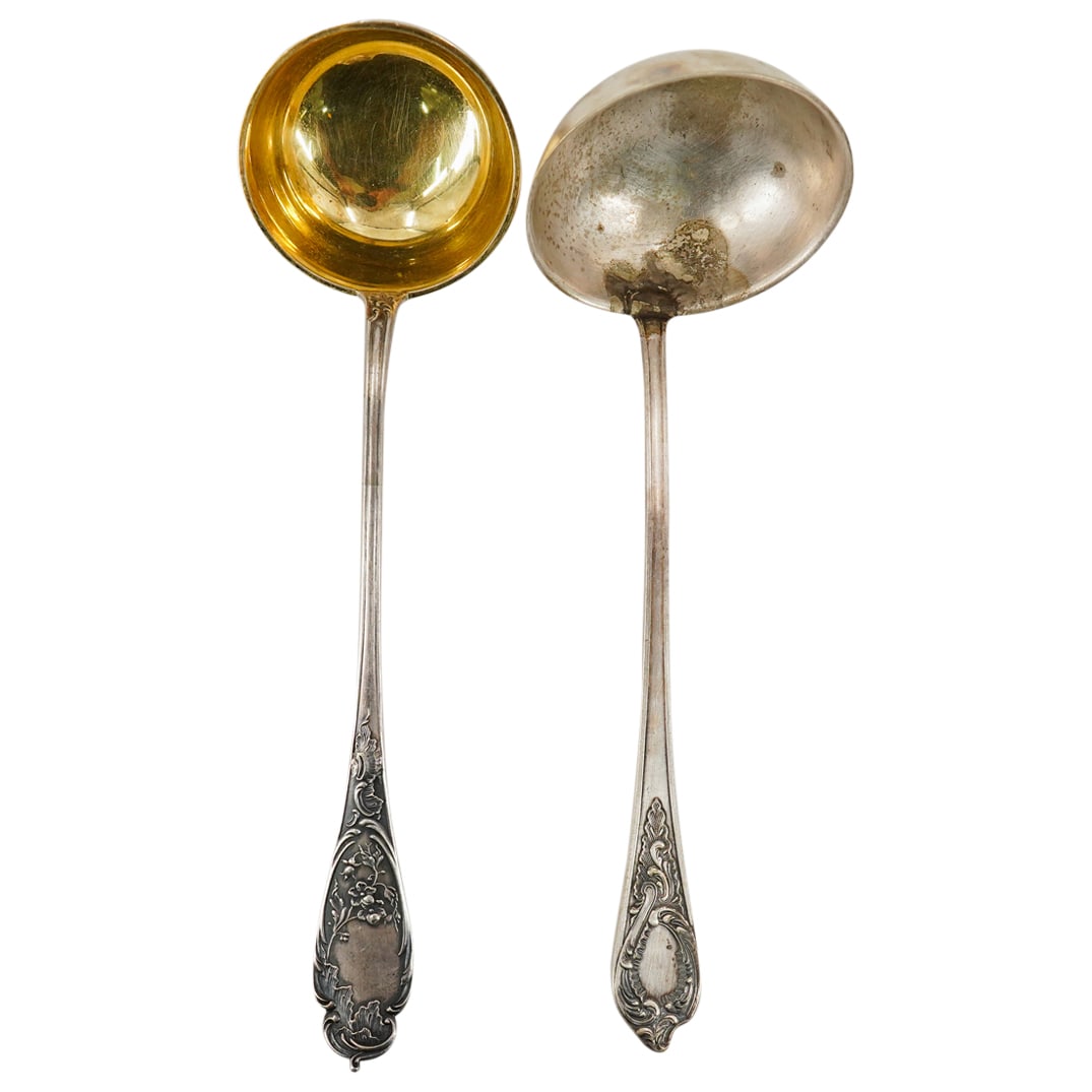(2 Pc) Antique Russian Silver Serving Soup Ladles (1 of 11)