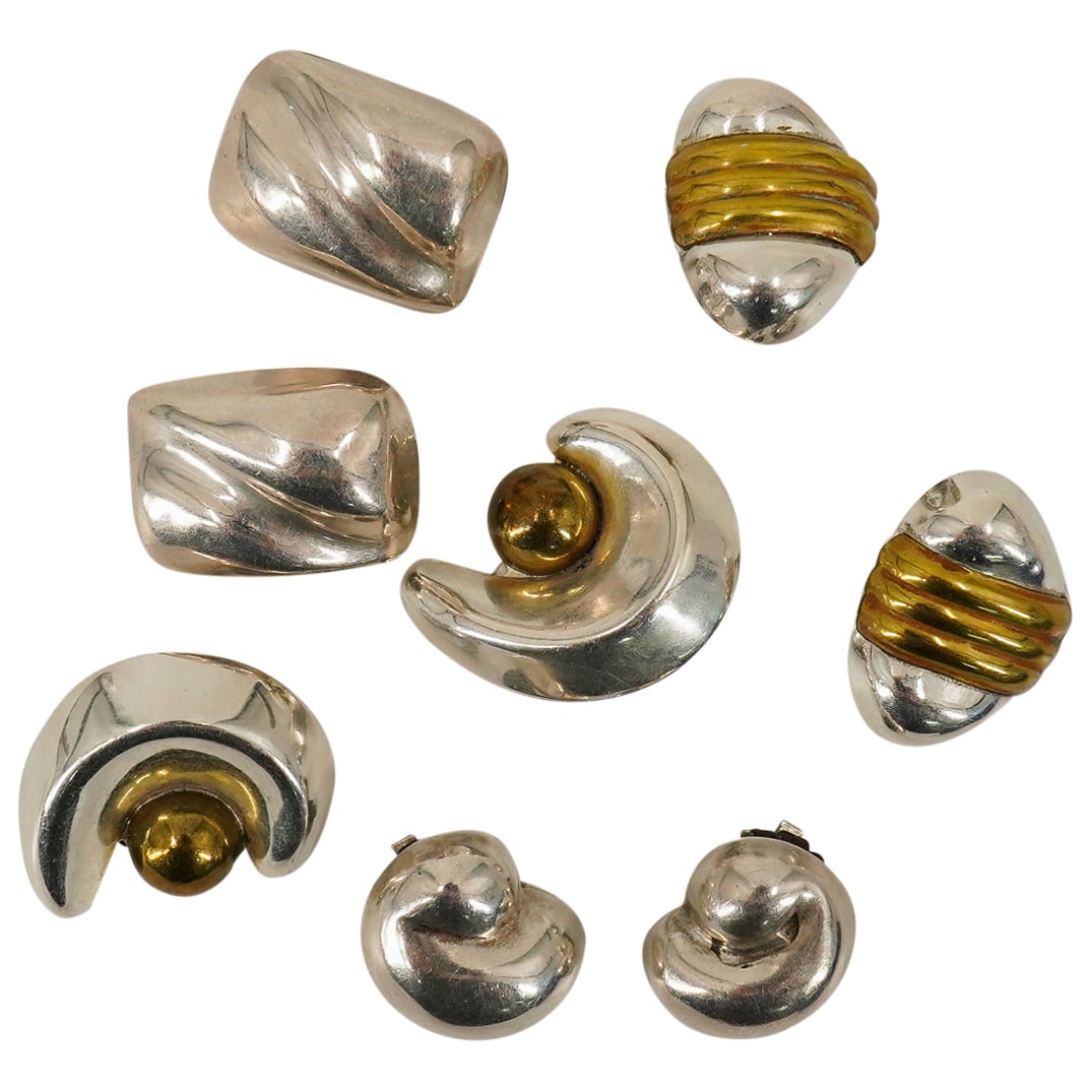 (4 Pc) Mexican Sterling Silver Earrings Grouping (1 of 6)