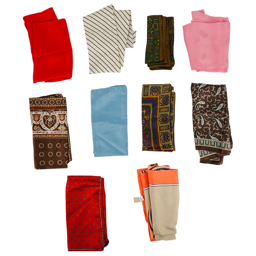 (10 Pc) Assorted Silk Scarves Grouping (1 of 10)
