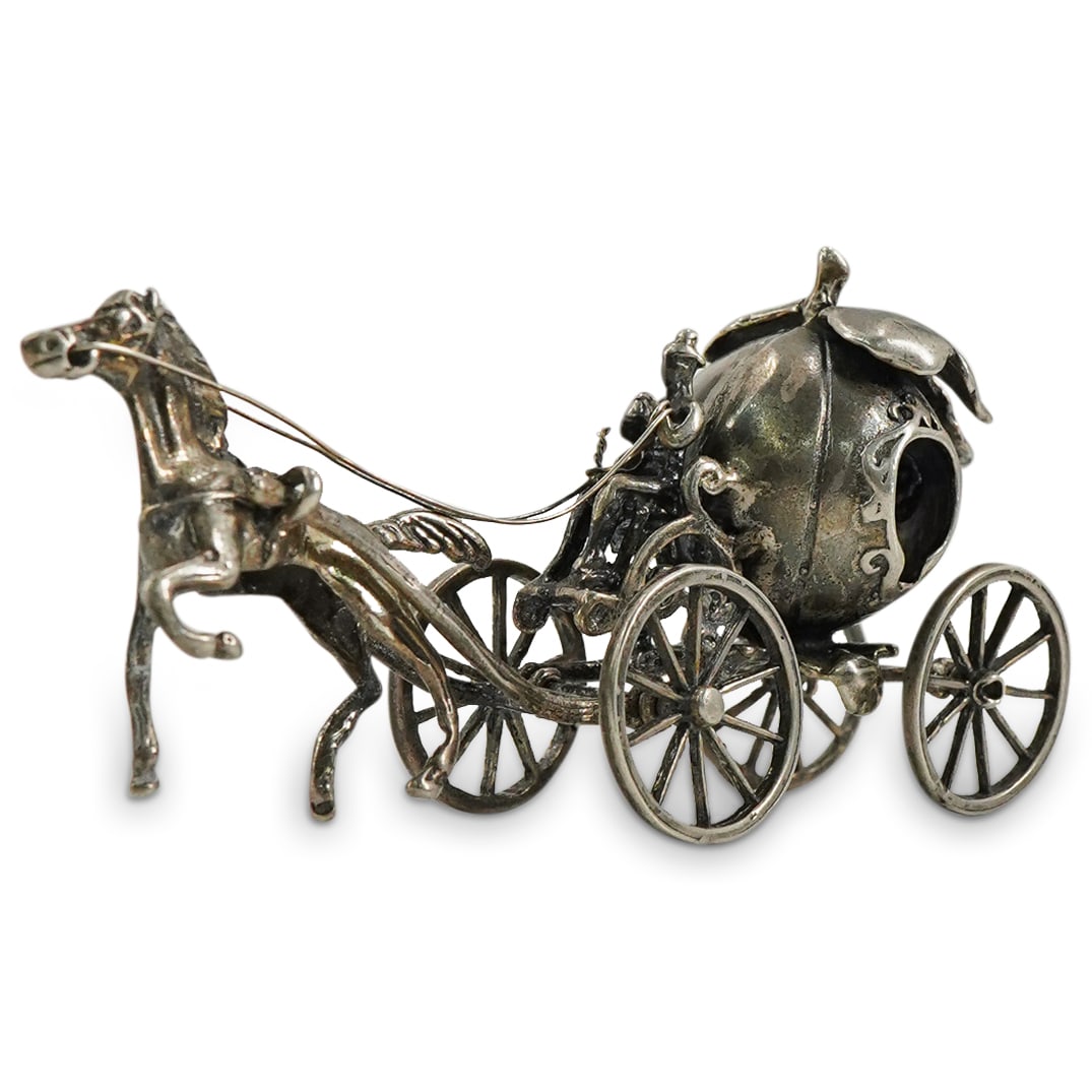 Antique Miniature Sterling Silver Cinderella Pumpkin Carriage (1 of 3)
