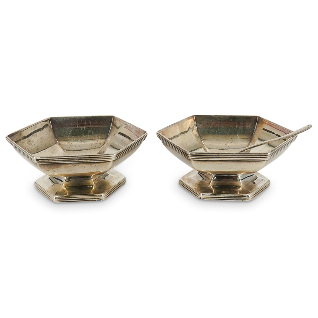 Pair Of Tiffany & Co Sterling Silver Salt Cellars W/ Silver Spoon (1 of 6)