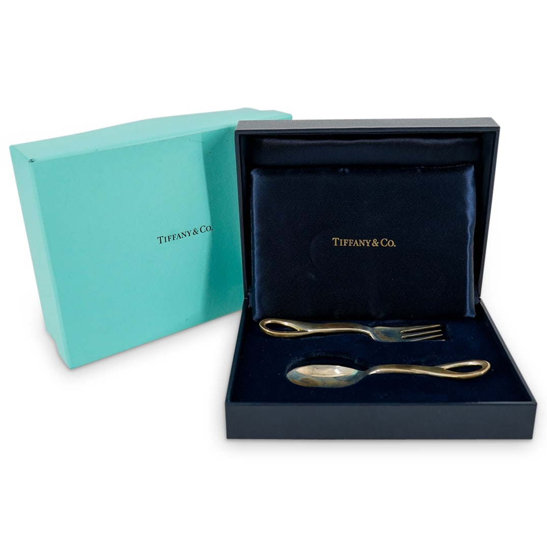 Elsa Peretti For Tiffany & Co Sterling Silver Baby Spoon & Fork In Box (1 of 12)