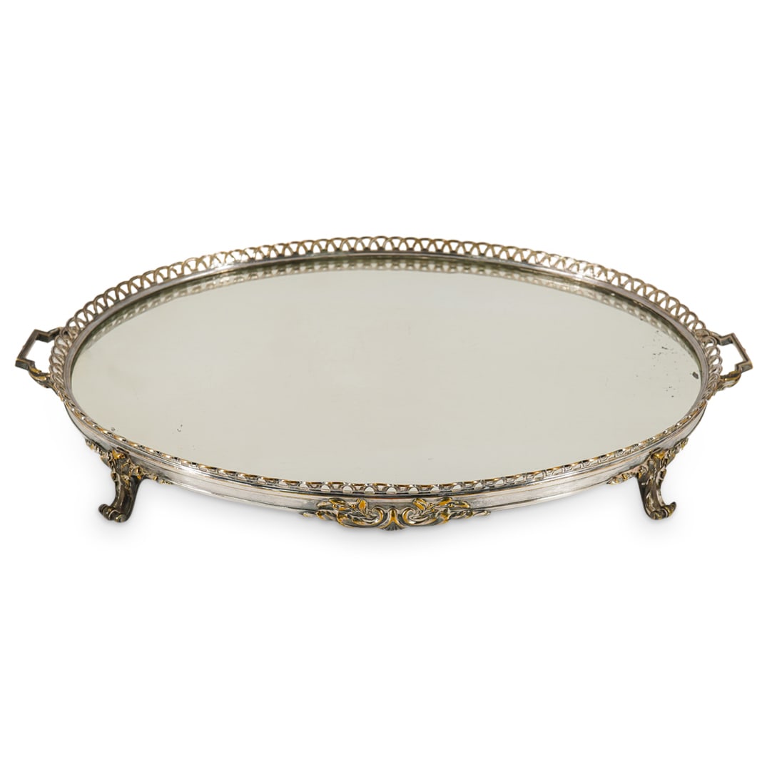Antique English Silver Plated Mirrored Plateau (1 of 6)