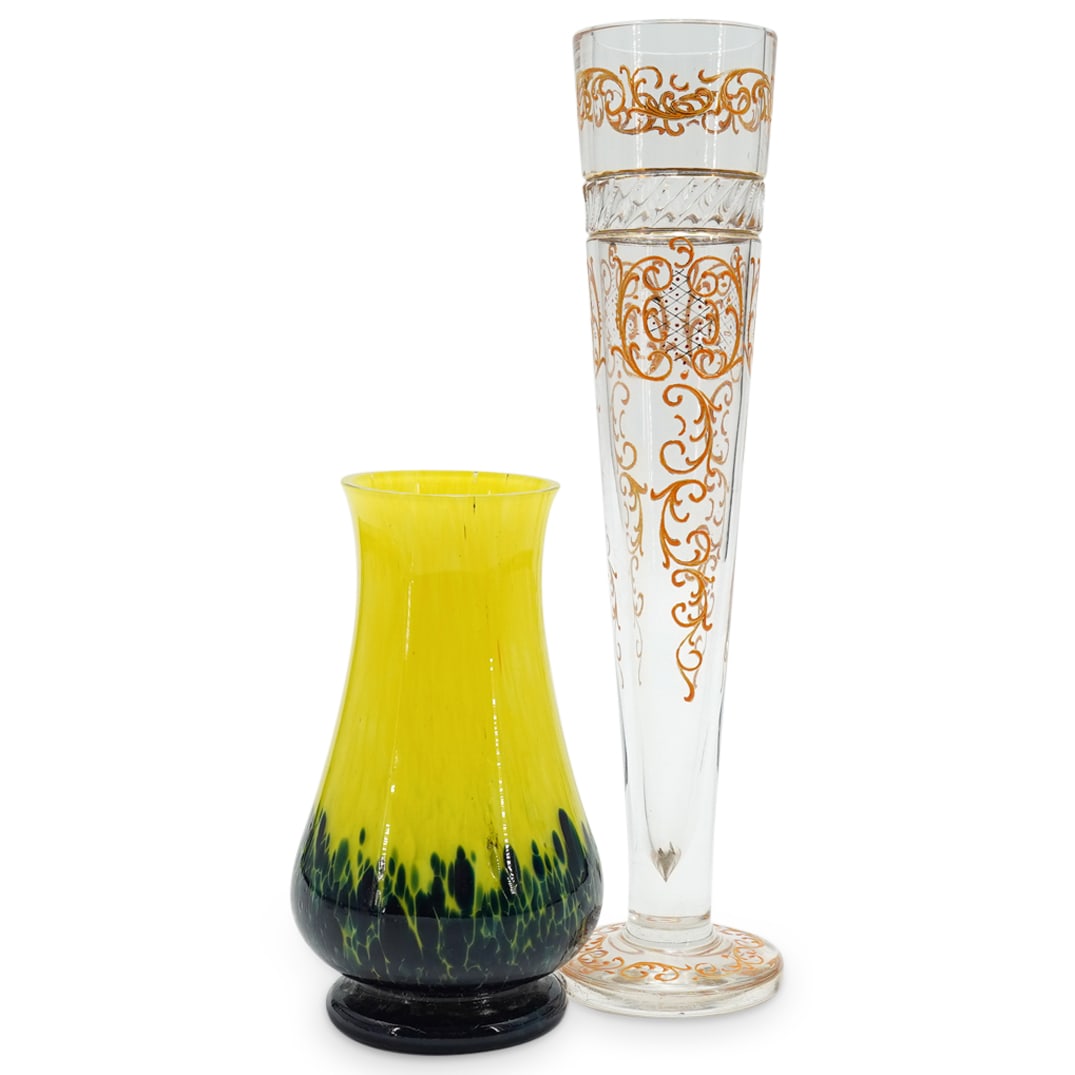 (2 Pc) Bohemian Glass Vases (1 of 13)