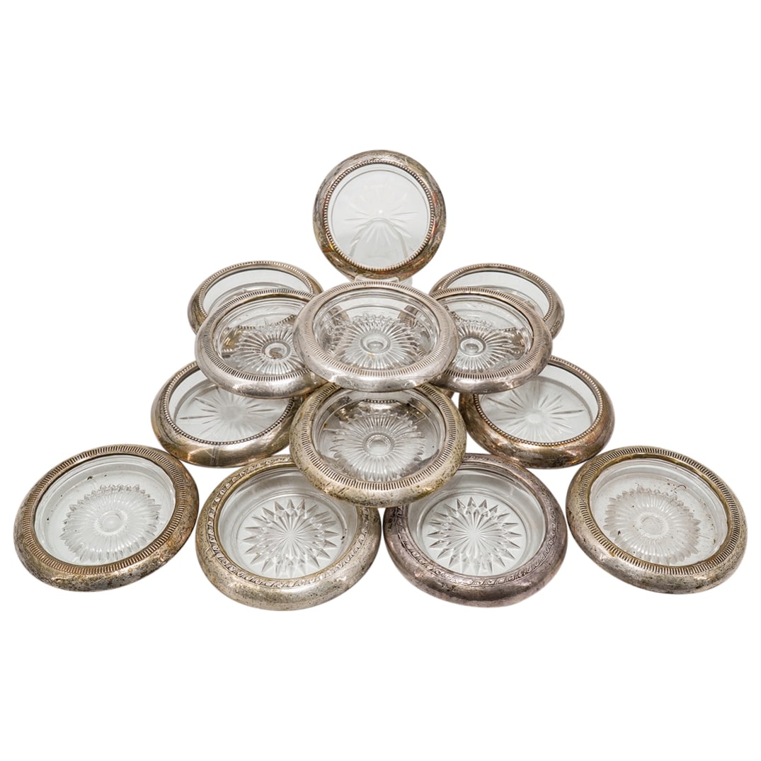 Vintage American Sterling Silver And Cut Glass Ashtrays (1 of 8)