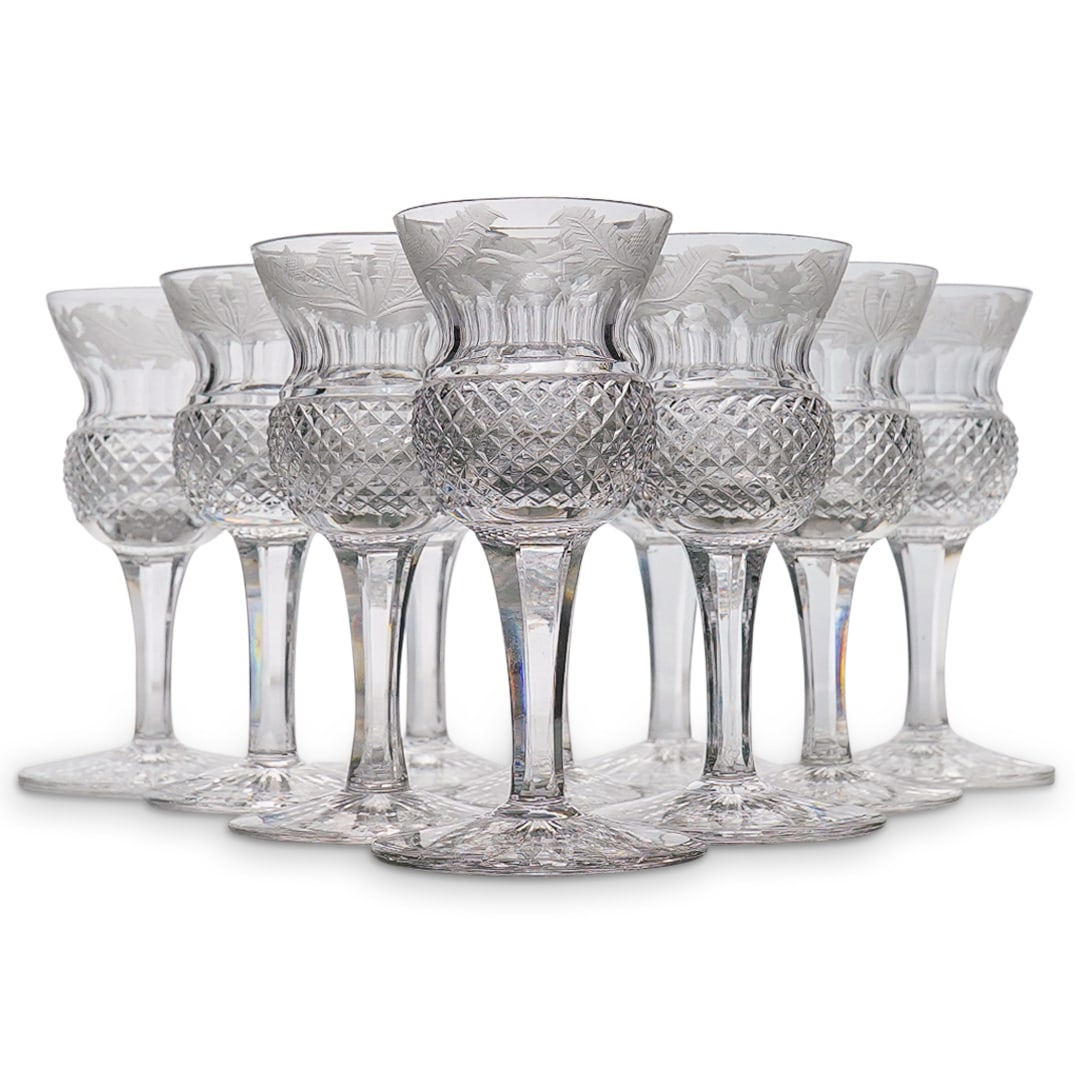 (10 Pc) Edinburgh Crystal "Thistle" Cordial Glass Set (1 of 8)