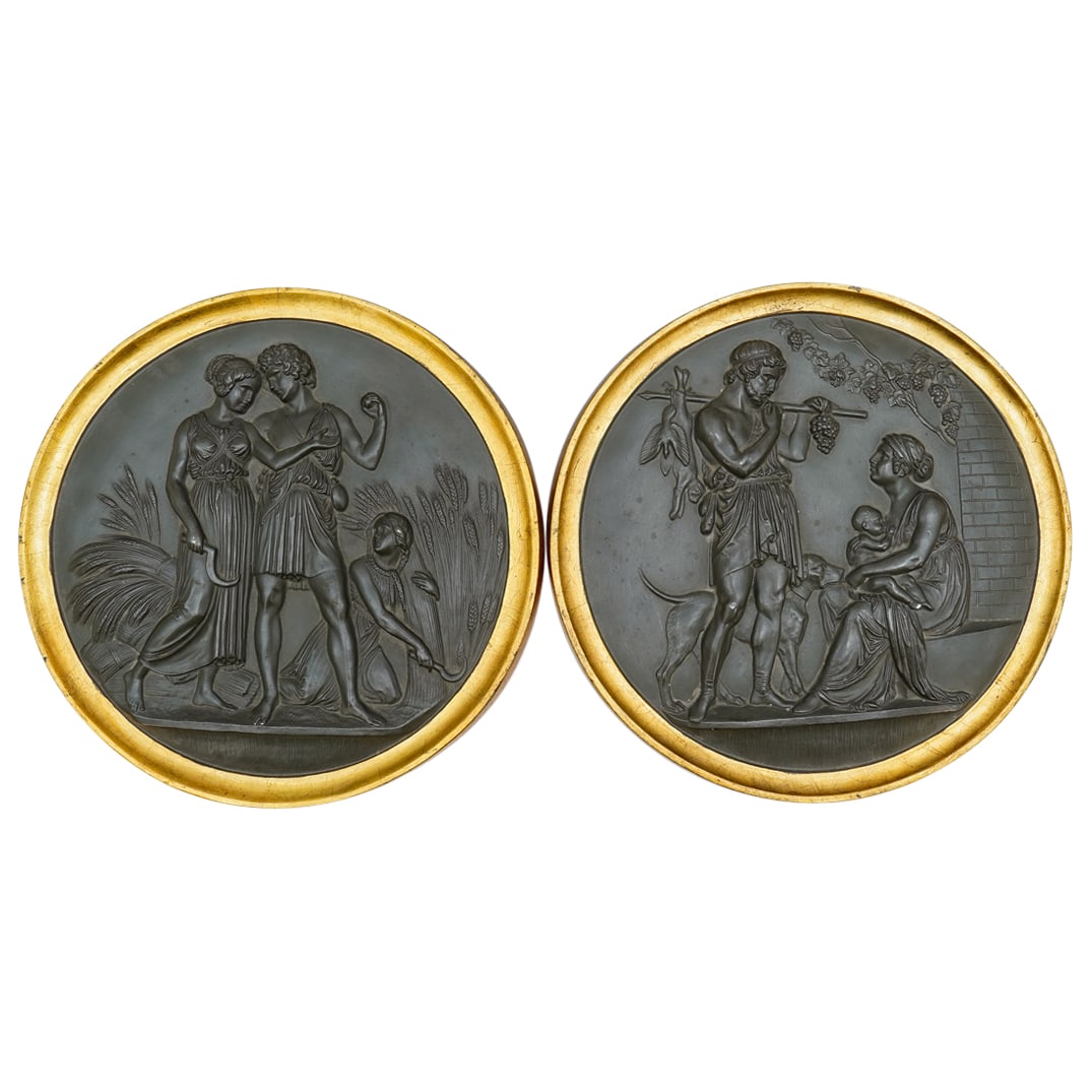 Pair Of Vintage Ceramic Neoclassical Wall Plaques (1 of 8)