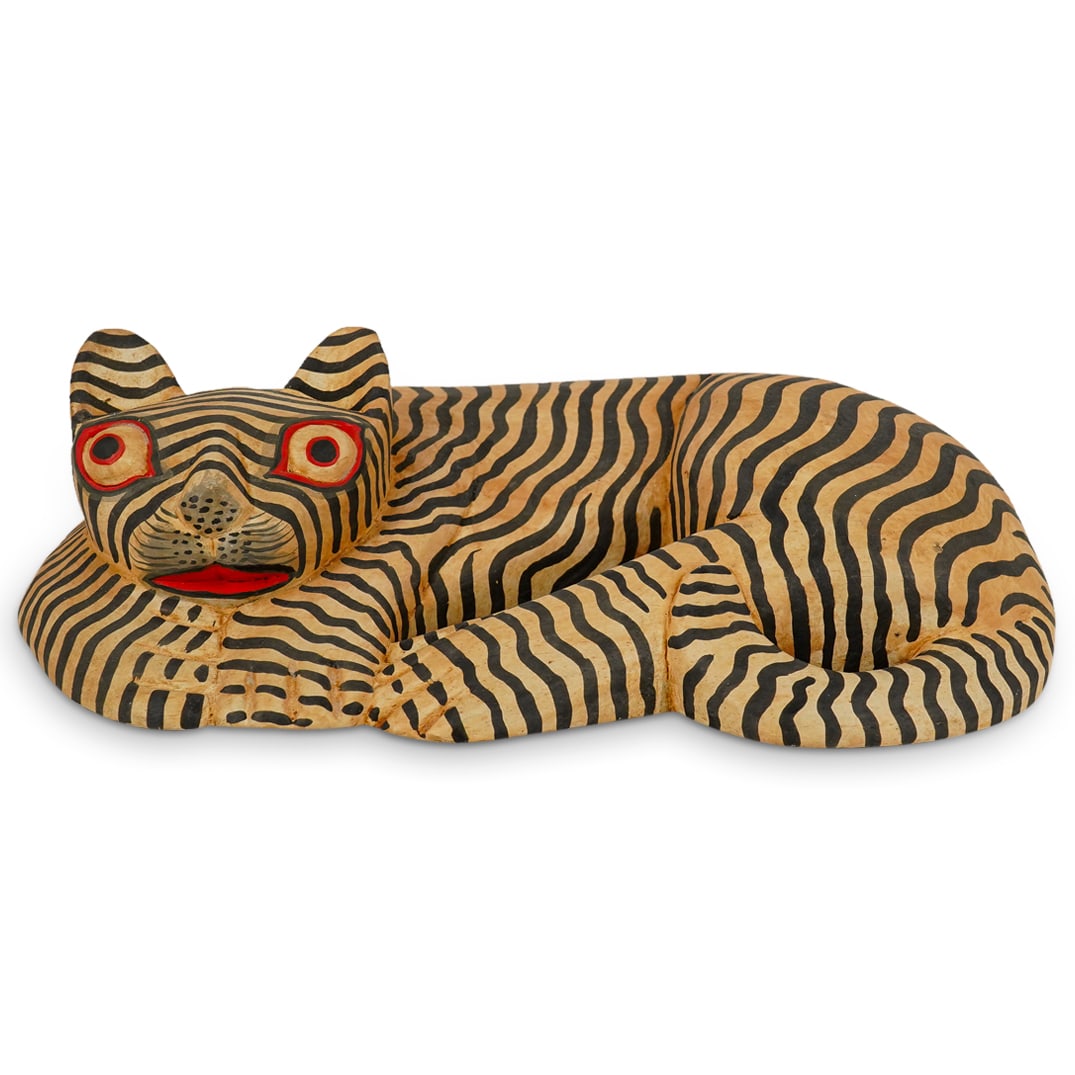 Folk Art Painted Wooden Tiger (1 of 8)