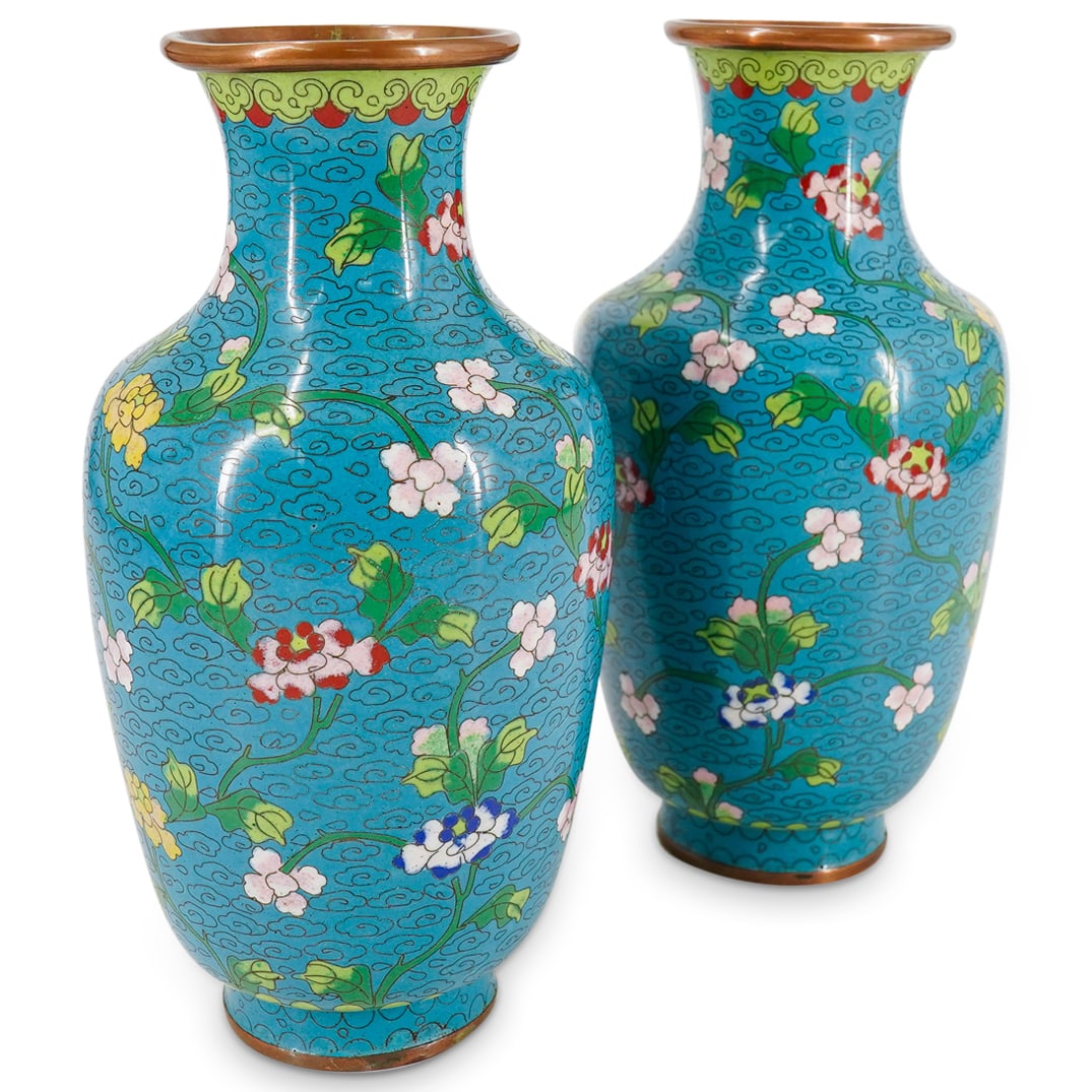 Pair Of Vintage Chinese Cloisonne Vases (1 of 8)
