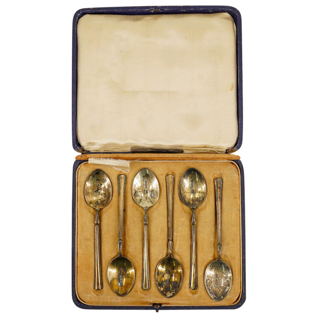(6 Pc) Turner & Simpson Enameled Sterling Silver Spoons In Box (1 of 7)