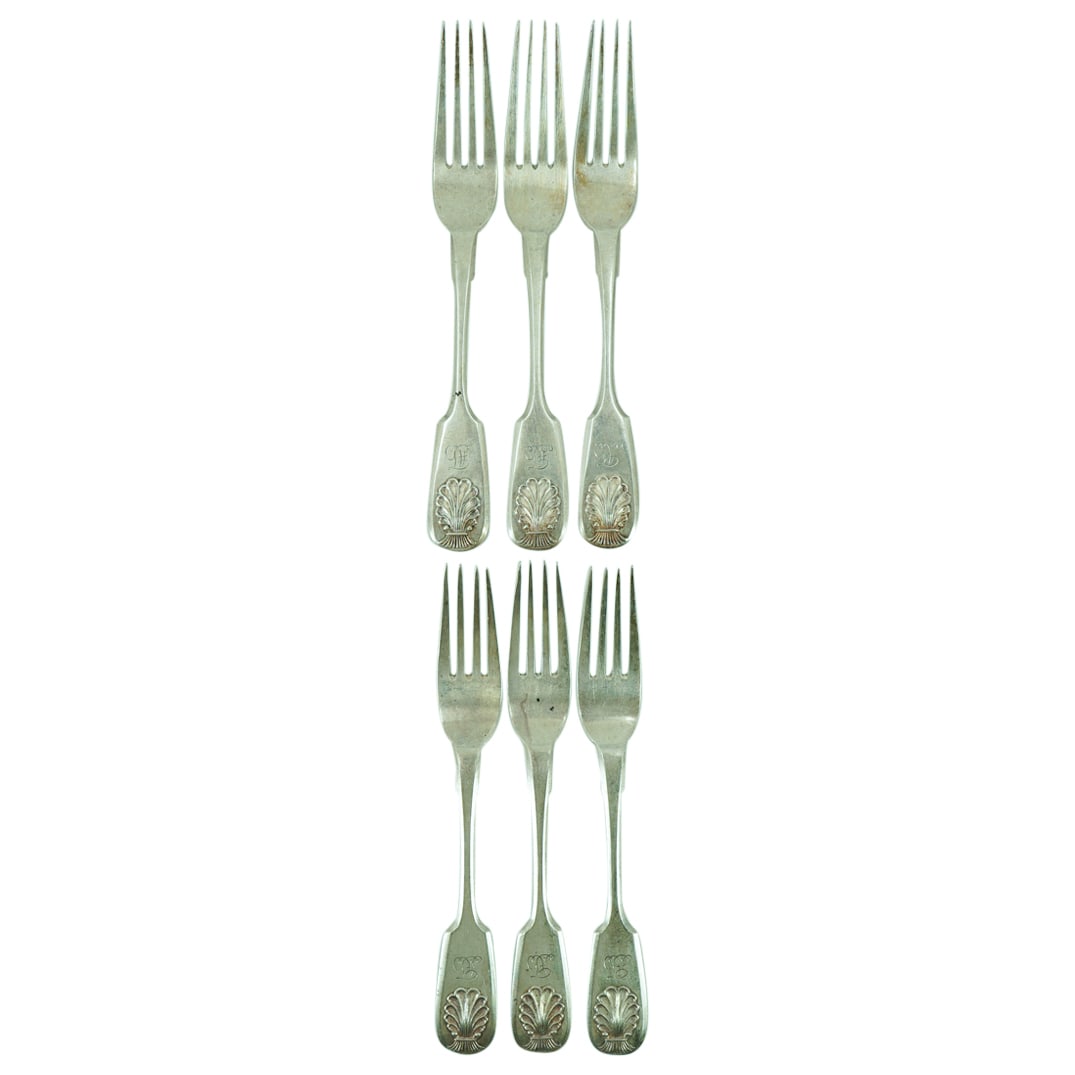 (6 Pc) Antique Russian 84 Silver Dinner Forks (1 of 6)