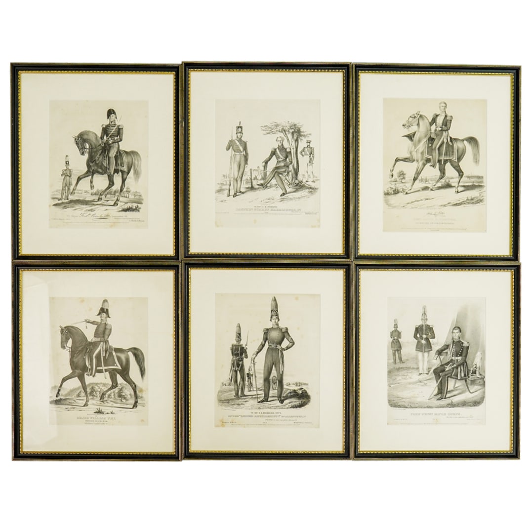(6 Pc) Antique Huddy & Duval Military Lithographs (1 of 16)