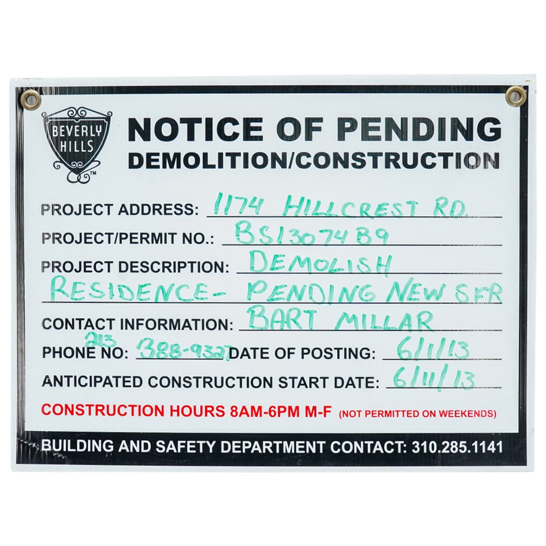 Elvis Presley Hillcrest Home Demolition Sign w/ COA (1 of 7)