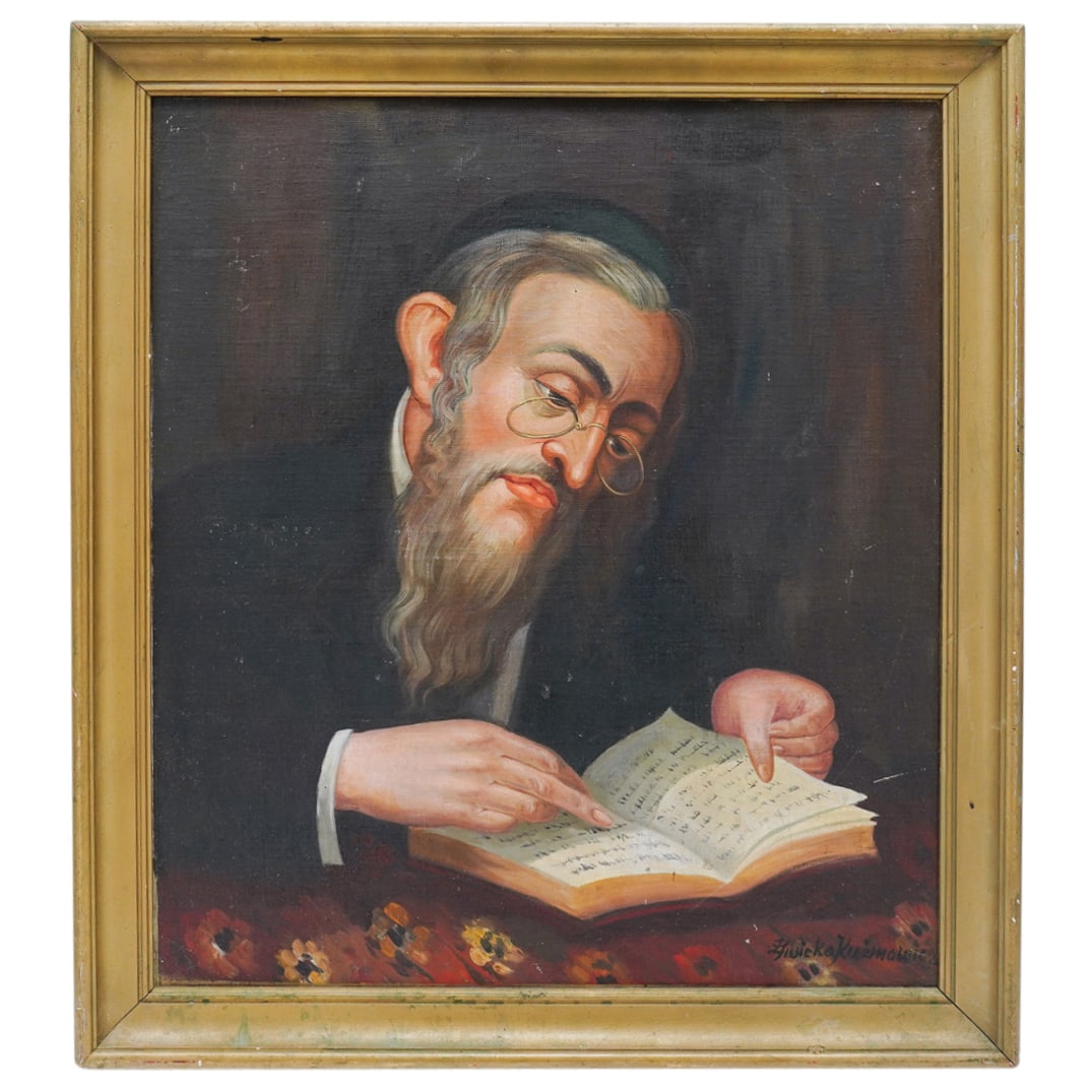 Signed Oil On Panel Rabbi Painting (1 of 5)