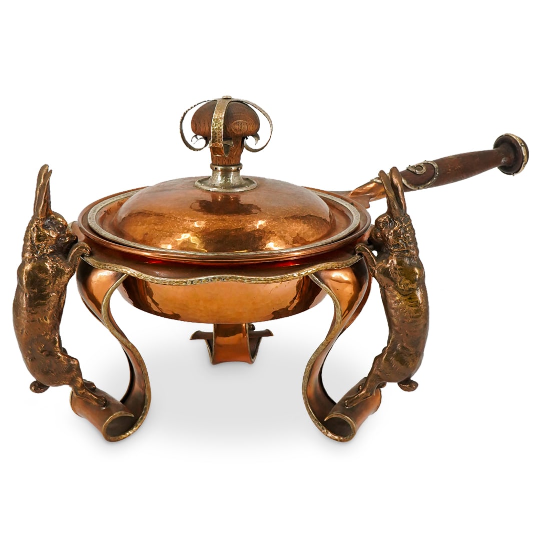 Joseph Heinrichs Copper, Silver & Wood Hare Chafing Dish (1 of 7)