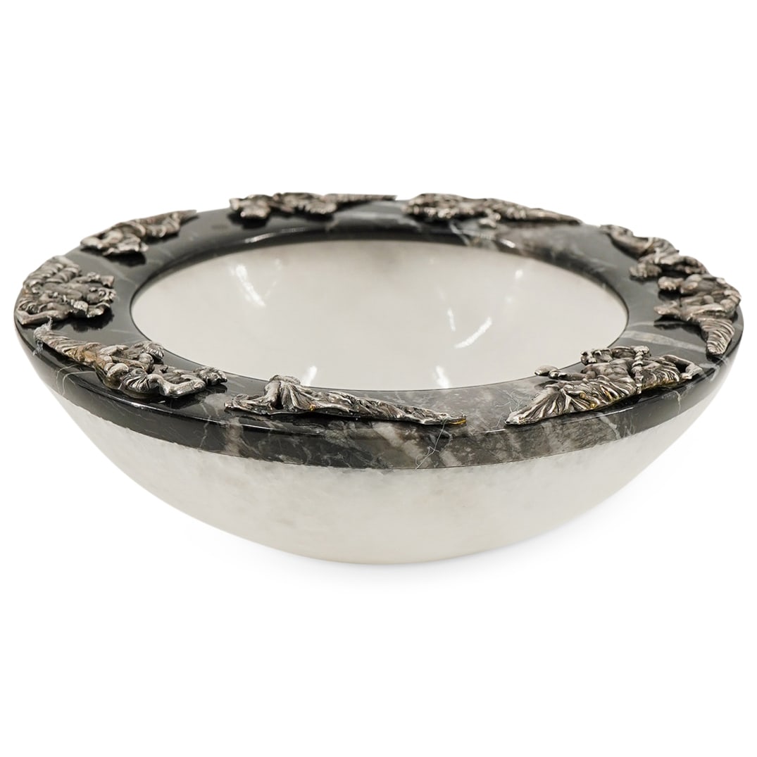 Urart Greek Marble and Sterling Silver Bowl (1 of 5)