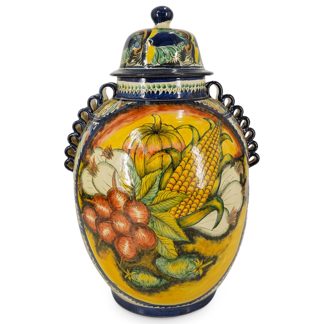Vintage Mexican Majolica Lidded Ceramic Vase (1 of 12)