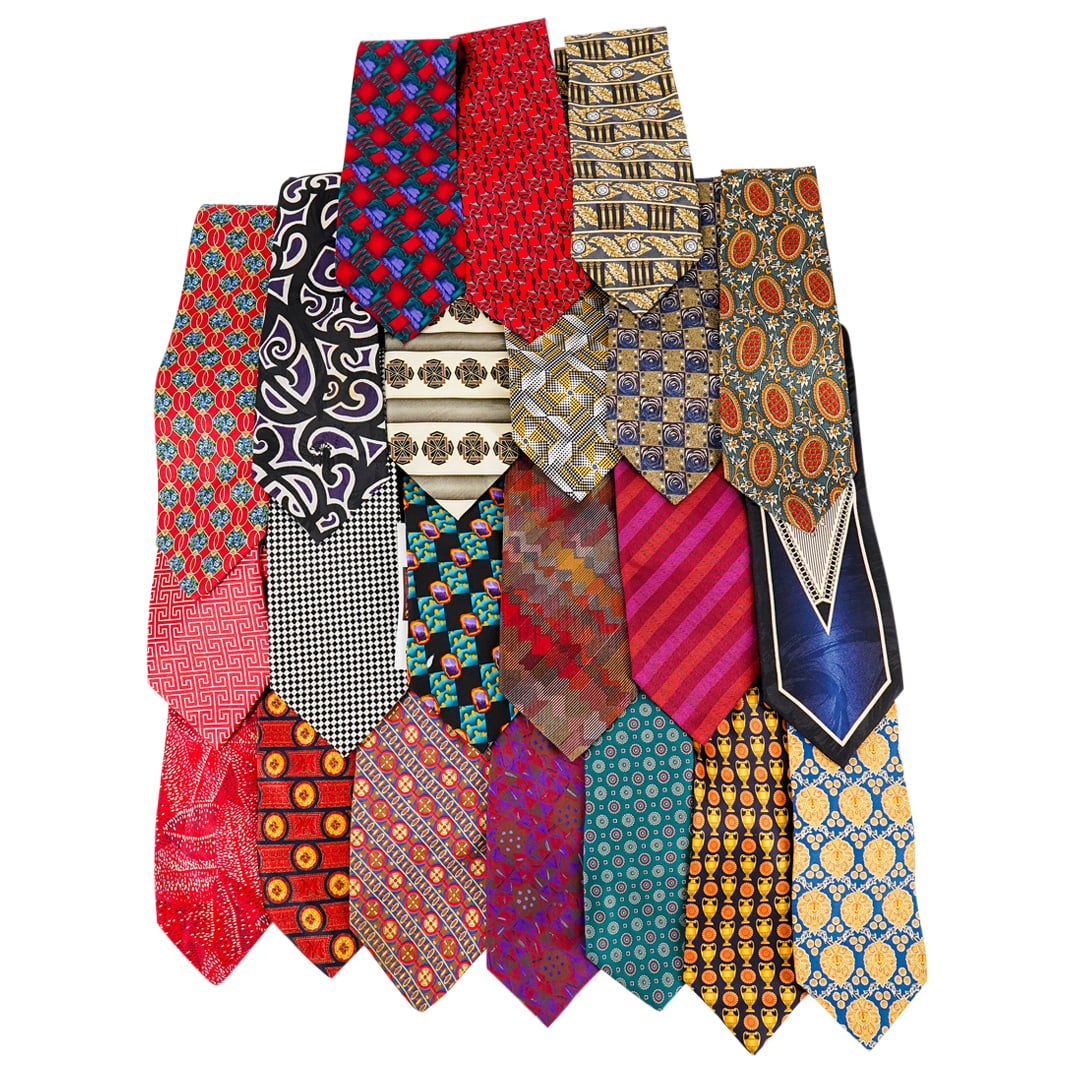 (22 Pc) Vintage Patterned Necktie Assorted Grouping Collection (1 of 12)