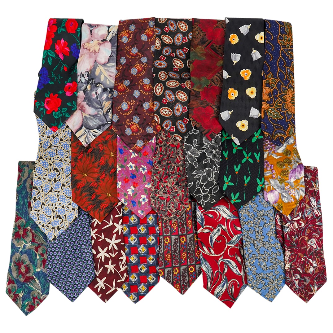 (22 Pc) Assorted Floral Pattern Necktie Grouping Collection (1 of 8)