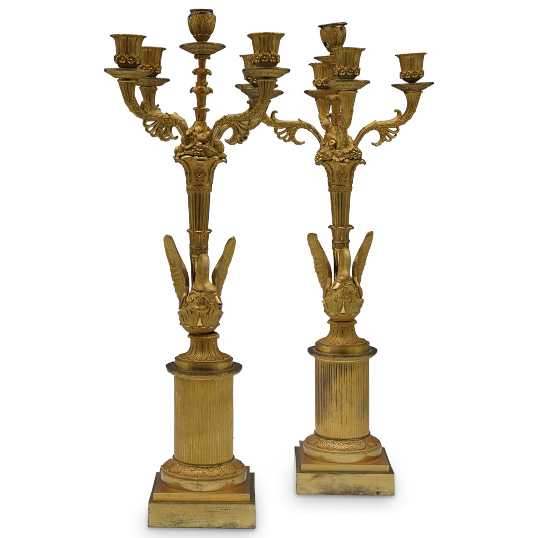 Pair of French Empire Gilt Bronze Five-Light Candelabras (1 of 7)