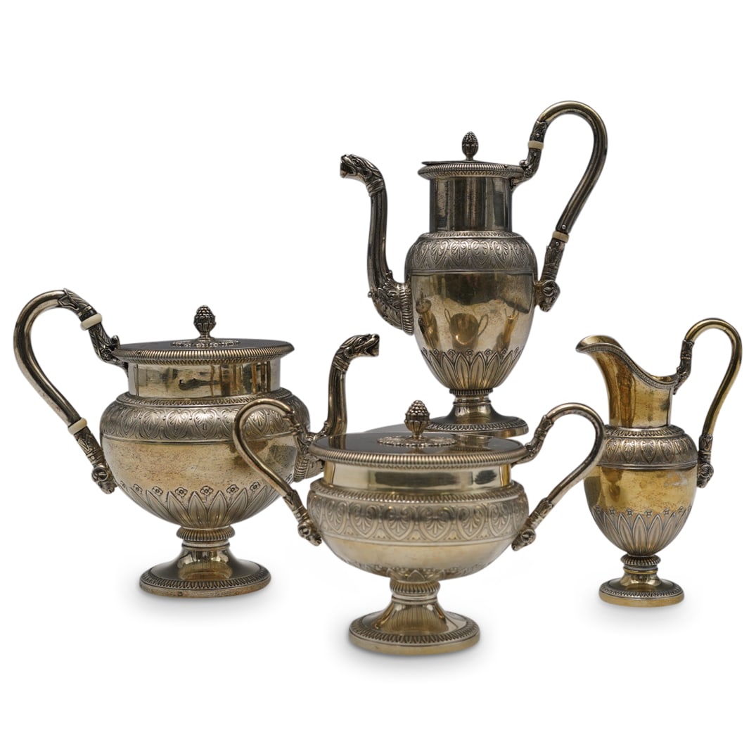 (4 Pc) Antique Odiot Maison Vermeil Silver Tea & Coffee Service (1 of 18)