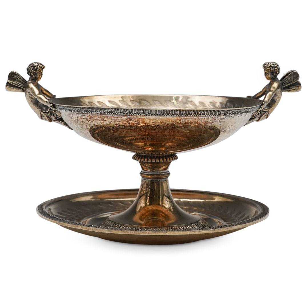 19th Cent. Odiot Vermeil Silver Pedestal Dish and Underplate (1 of 11)