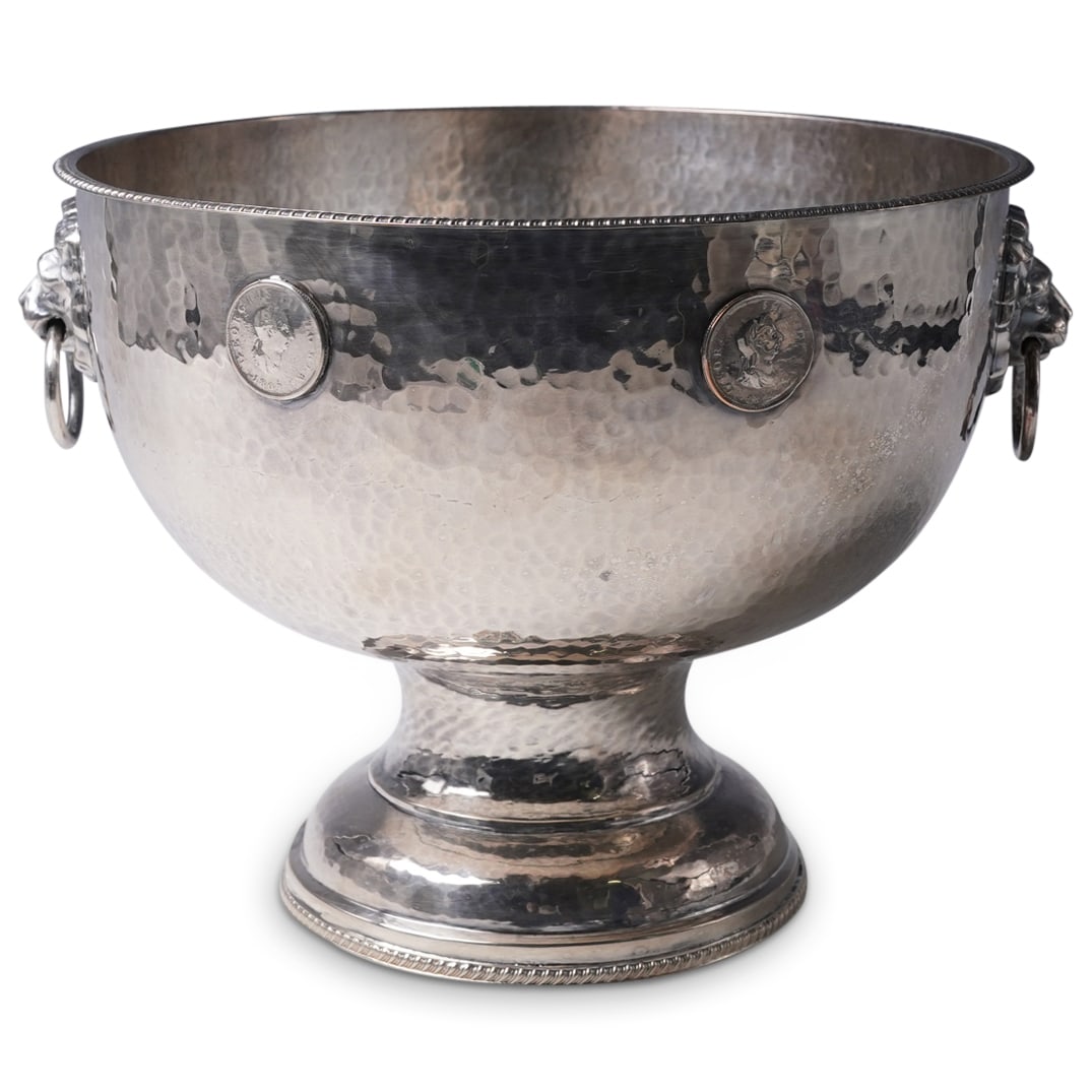 Antique Silver Over Copper Hand Hammered Center Bowl (1 of 13)