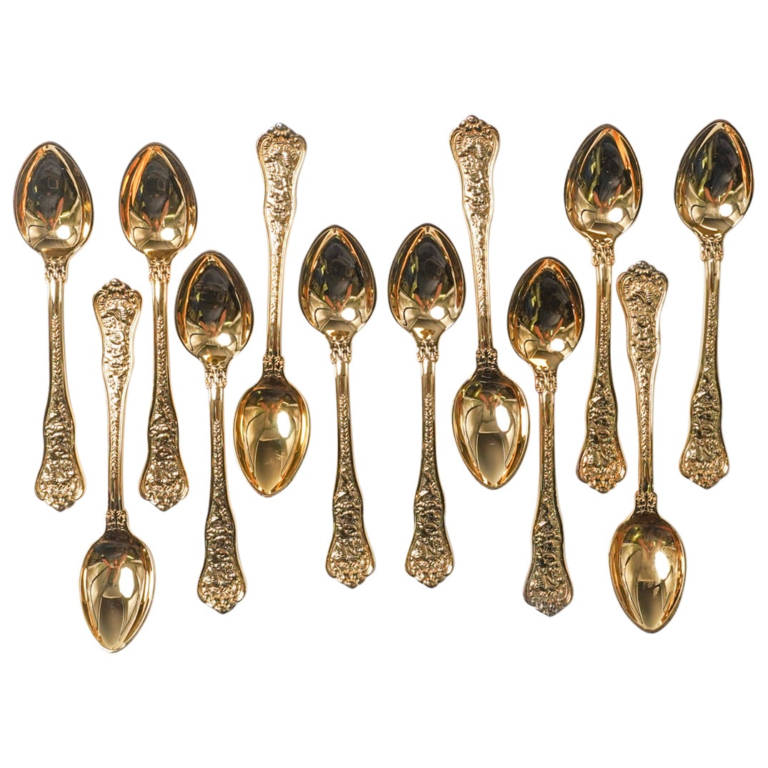 (12Pc) Tiffany & Co. 'Olympian' Gilt Silver Spoon Set (1 of 7)