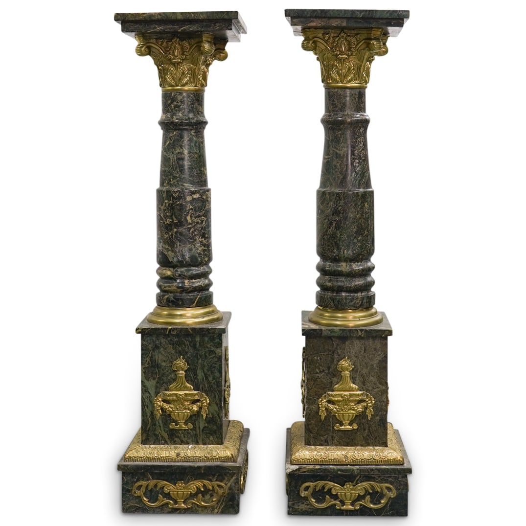 Pair Of European Green Marble Pedestals (1 of 8)