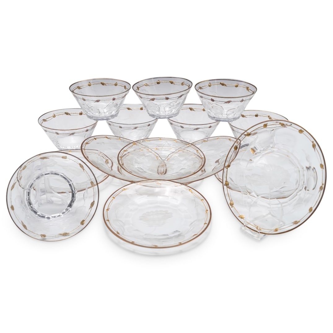 (16 Pc) Moser "Paula" Knob Pattern Glass Bowls & Plates (1 of 12)