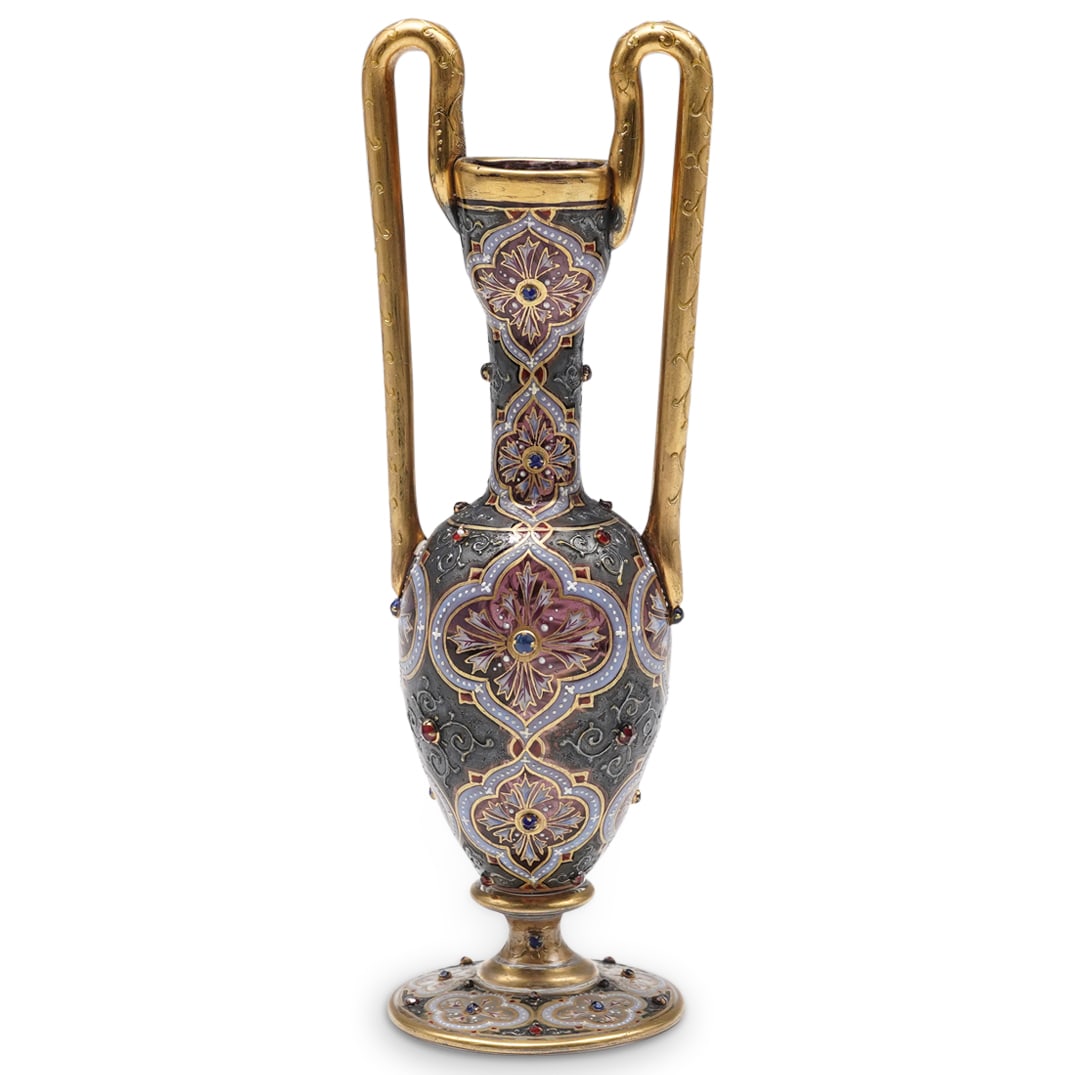 Rare Antique Moser Jeweled Glass Amphora Vase (1 of 7)