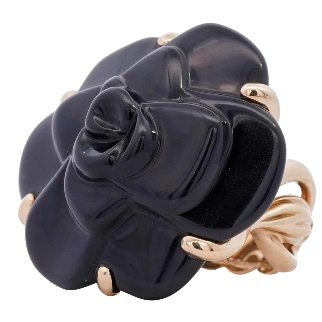 Chanel 18k Gold and Onyx Floral Ring (1 of 7)