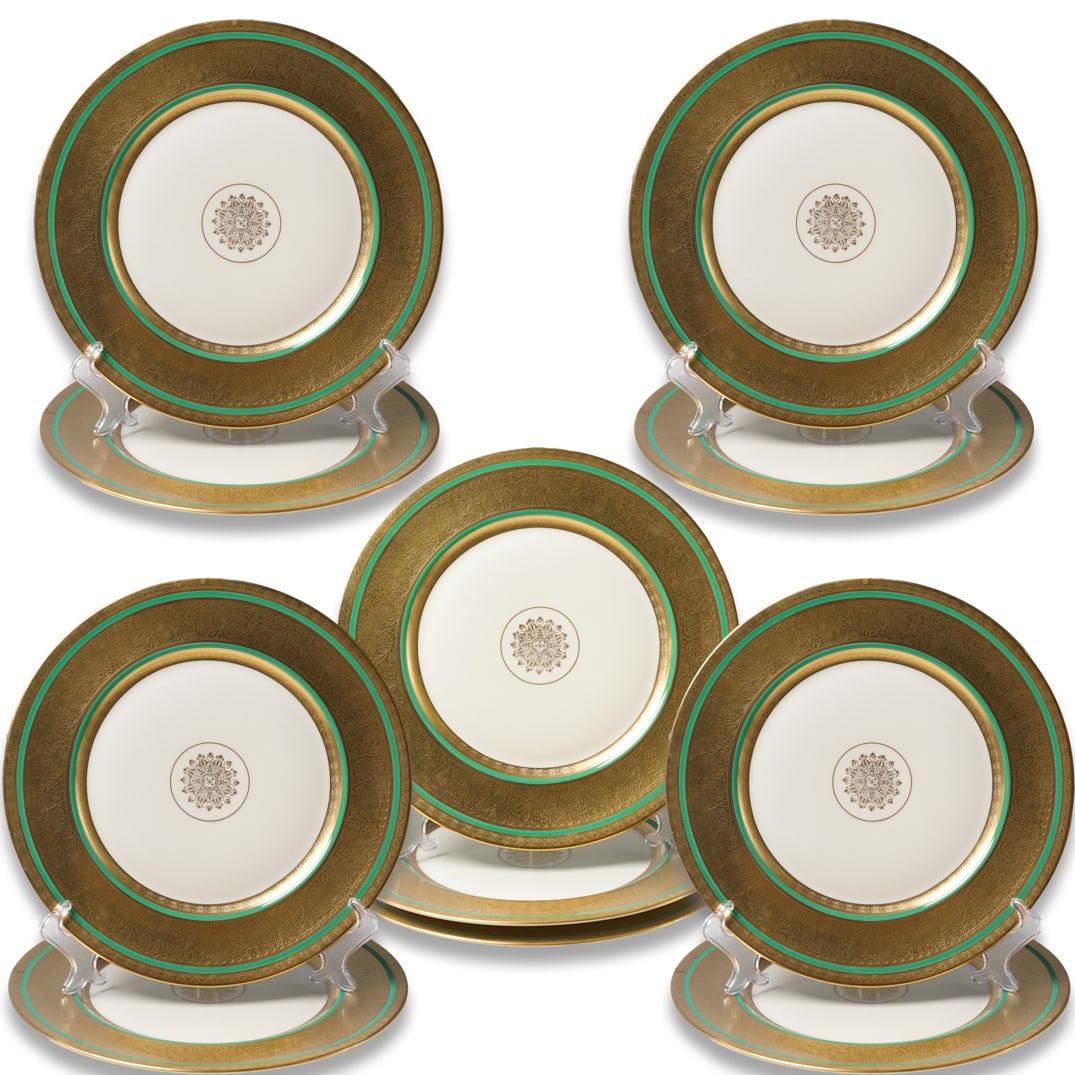 (11 Pc) Heinrich & Co. & Pickard Gilt Porcelain Dinner Plates (1 of 7)