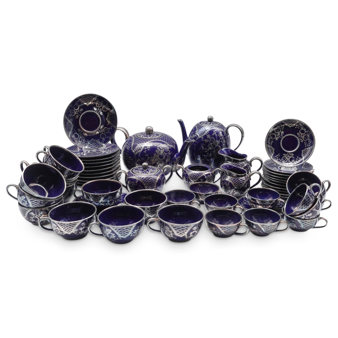 Richard Ginori Silver Overlay Cobalt Porcelain Tea/coffee Set (1 of 15)