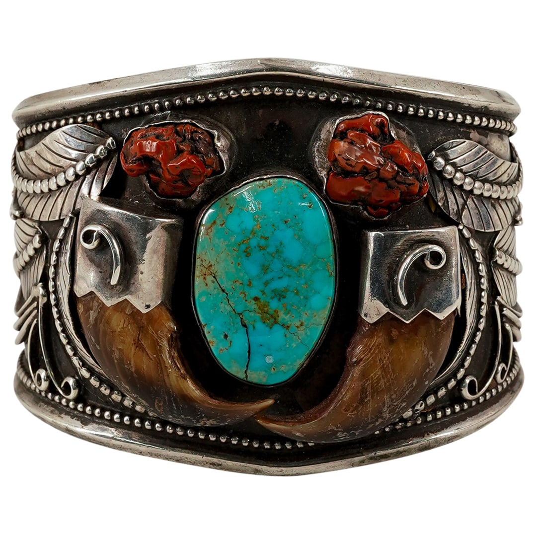 Vintage GTP Native American Sterling Silver Bear Cuff Bracelet (1 of 6)