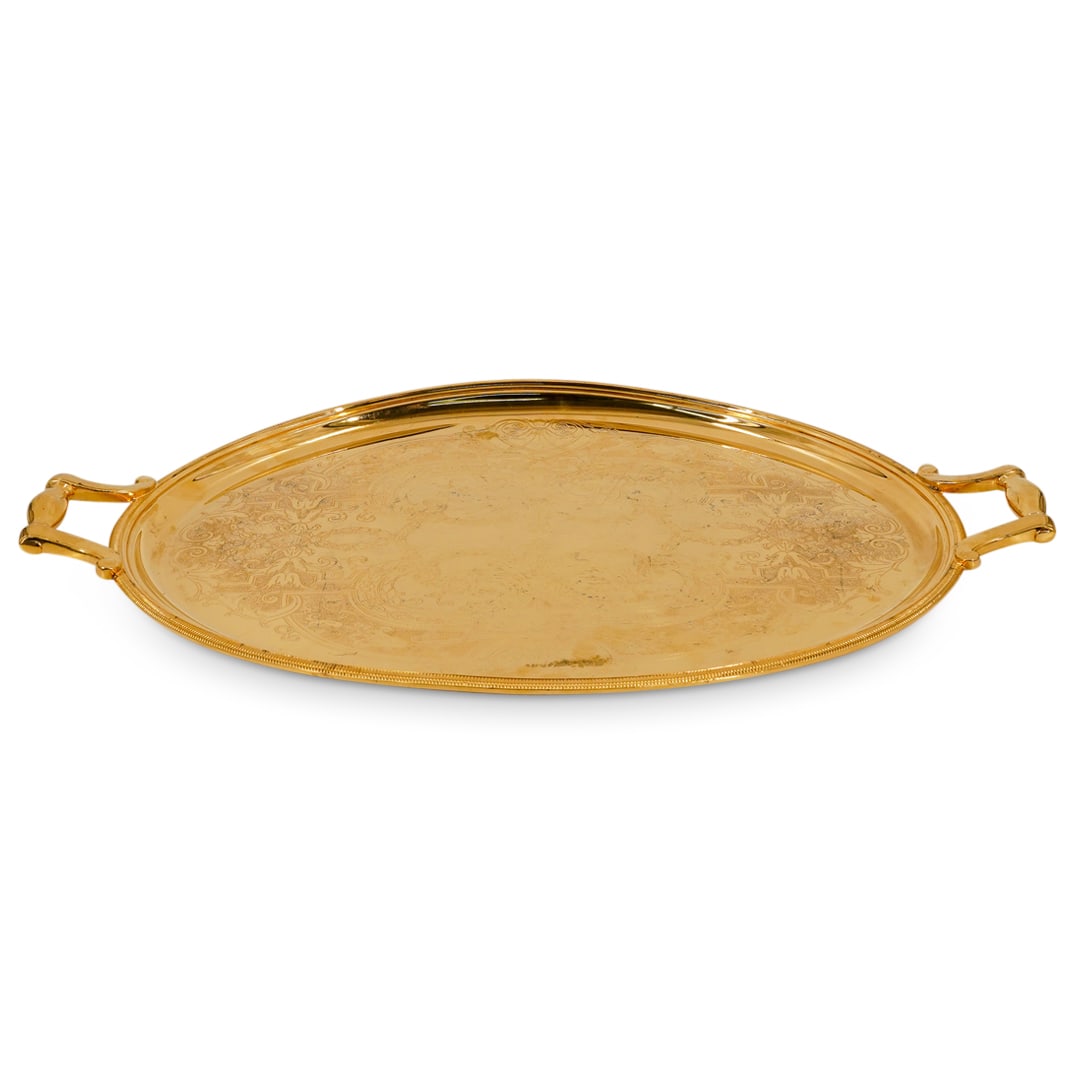 Christofle France Gallia Gold Gilt Etched Handled Serving Tray (1 of 8)