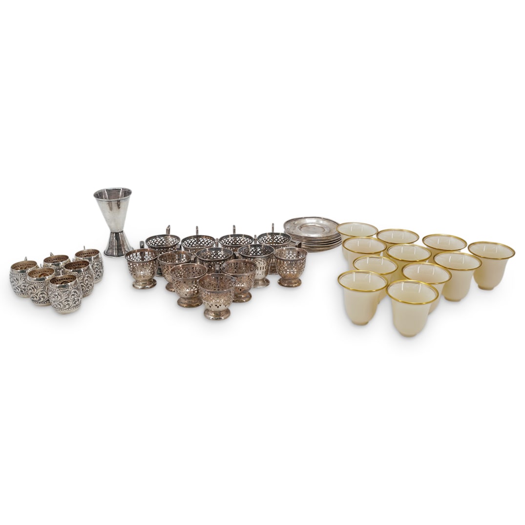 (42 Pc) Sterling Silver And Porcelain Drinking Paraphernalia (1 of 19)