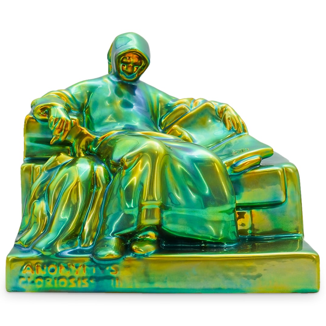 Hungarian Zsolnay iridescent Eosin Porcelain "Anonymus" Sculpture (1 of 10)