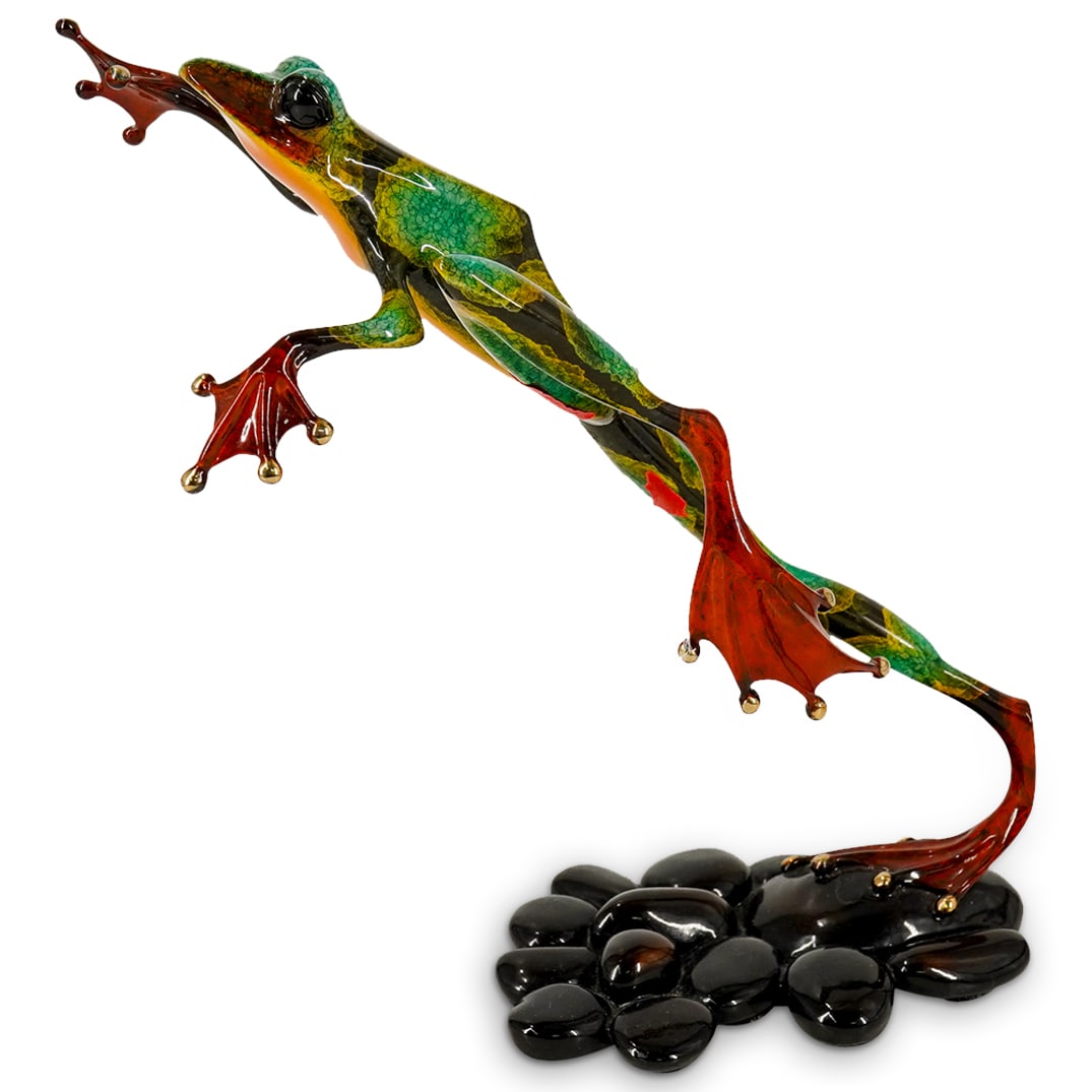 Tim "Frogman" Cotterill (B. 1950) Enameled Bronze Frog Sculpture (1 of 11)