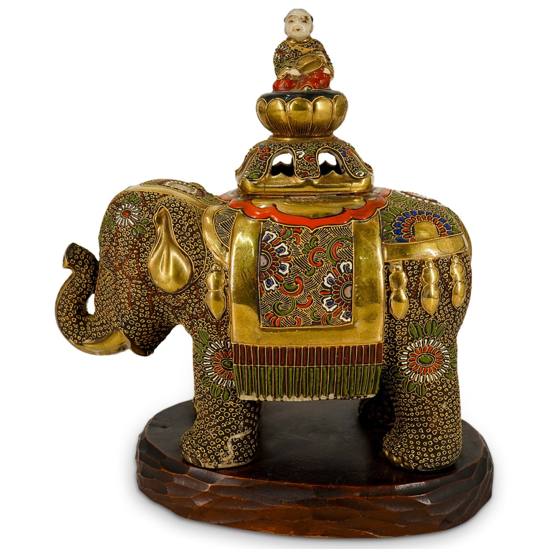 Japanese Satsuma Ceramic Elephant Jar (1 of 14)