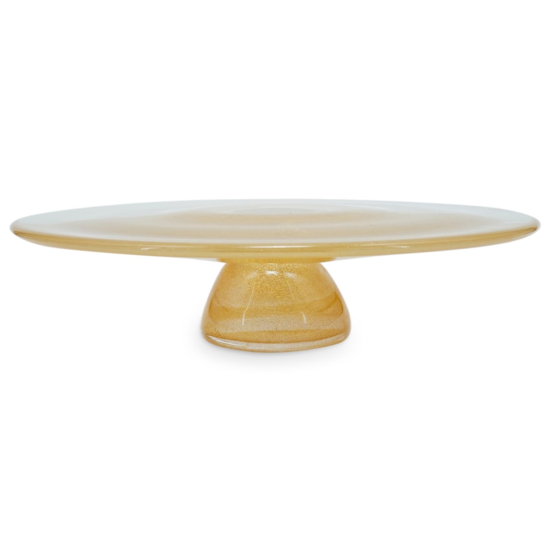 Elsa Peretti For Tiffany 24k Gold Fleck Glass Cake Plate (1 of 6)