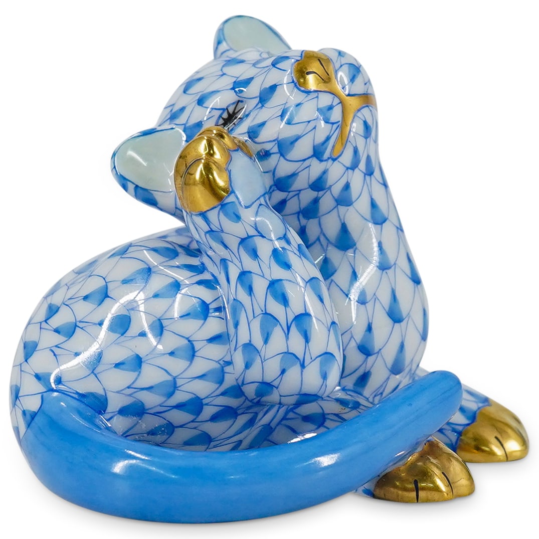 Herend Porcelain "Tiger Cub" Blue Fishnet Figurine (1 of 5)