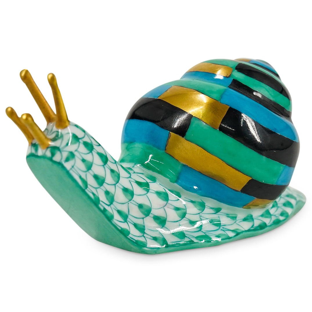 Herend Porcelain "Snail" Green Fishnet Figurine (1 of 7)