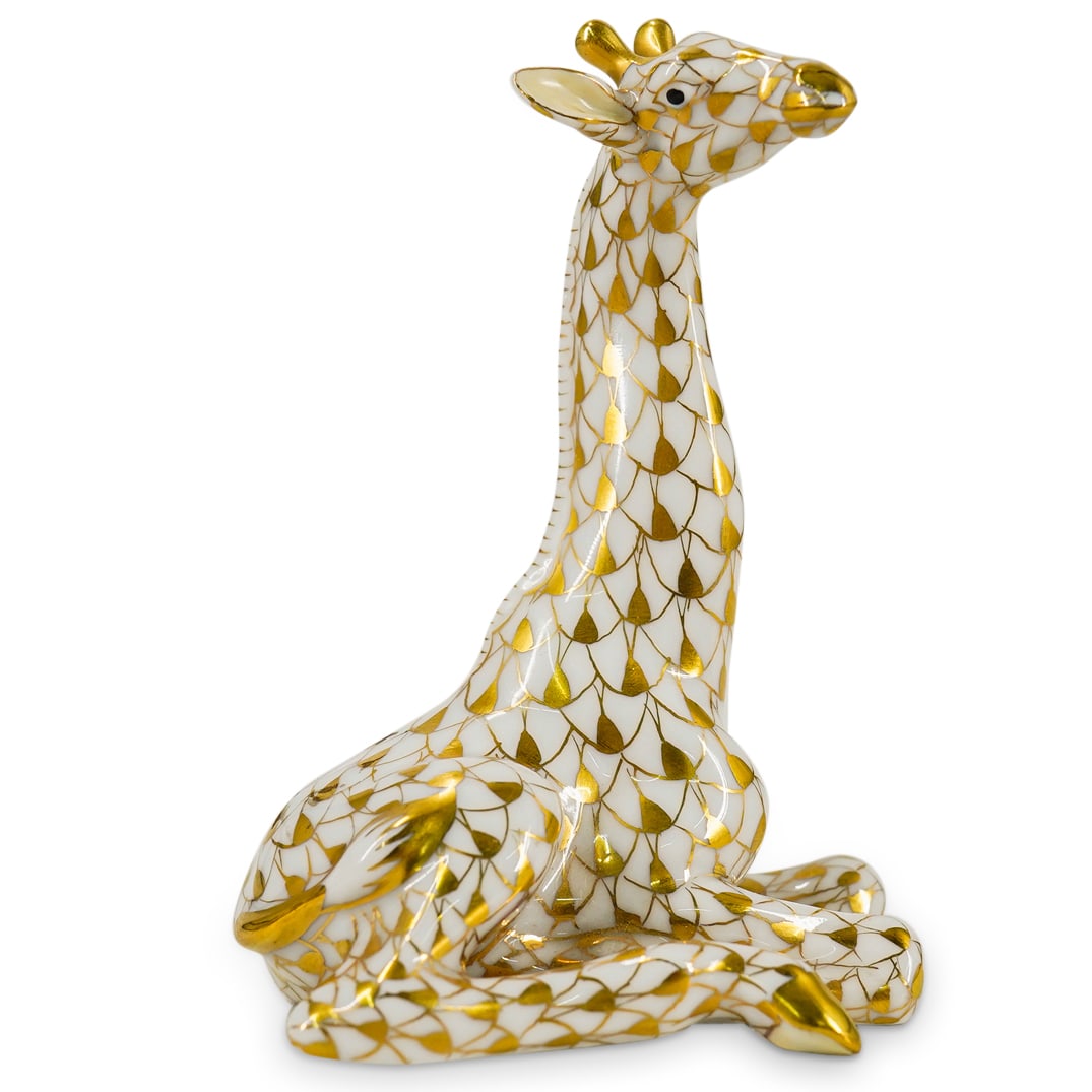 Herend Porcelain "Baby Giraffe" Gold Fishnet Figurine (1 of 7)